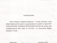 Przygotowanie do XLIV Ogólnopolskiej Olimpiady Biologicznej (Toruń 2015)